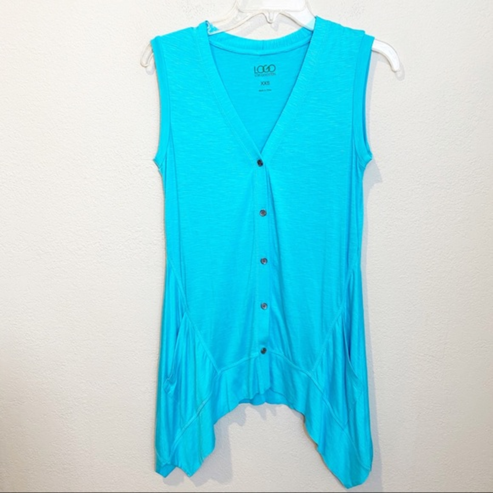 LOGO by Lori Goldstein Tunic Button Tank Vest